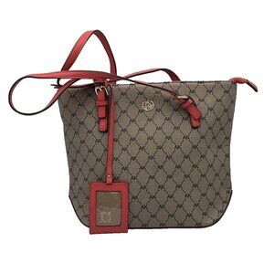 Anne Klein Pre- Owned Shoulder Bag Tan Trim - Pink Strap Gold AK Logo